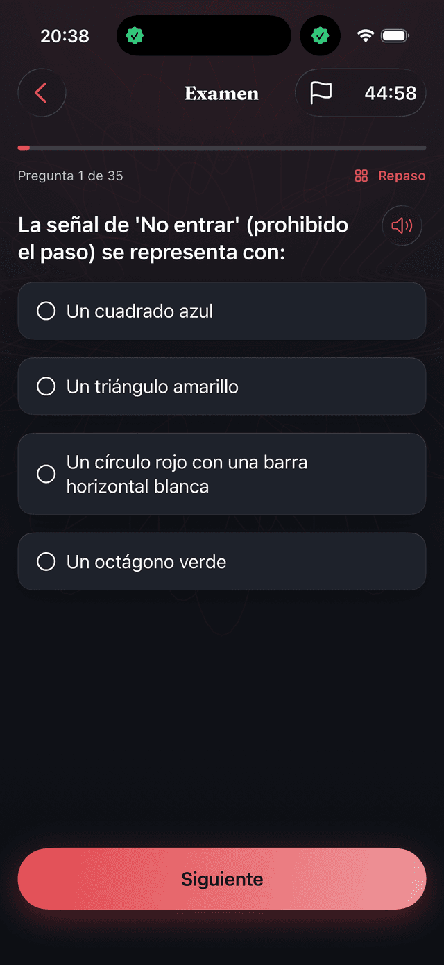 Rinde el examen real